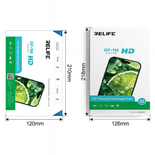 Hydrogelová / TPU fólie Relife GF-1M pro UV vakuové laminovací zařízení Sunshine C3 Mix Ultra, 120mm x 210mm, sada 50 kusů