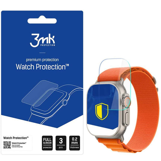 Ochranná fólie 3MK FlexibleGlass pro Apple Watch Ultra / Ultra 2 Series, sada 3 kusů, flexibilní sklo