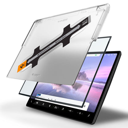 Ochranná fólie Spigen GlastR EZ FIT pro navigaci Tesla X / S (2022 - 2021), Tvrzené sklo, Černá AGL04688