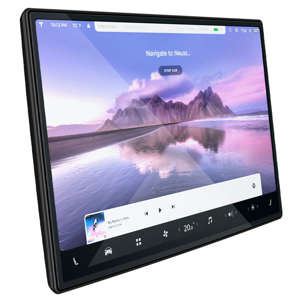 Ochranná fólie Spigen GlastR EZ FIT pro navigaci Tesla X / S (2022 - 2021), Tvrzené sklo, Černá AGL04688