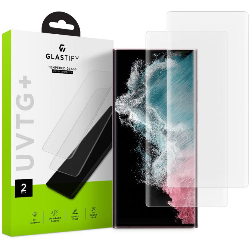 Ochranné sklo GLASTIFY UVTG+ pro Samsung Galaxy S22 Ultra 5G S908, sklo, UV lepidlo, sada 2 kusů GST008 GST008