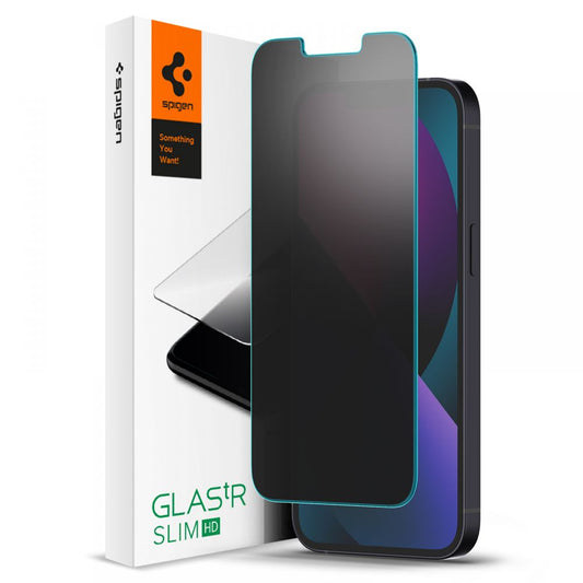 Ochranná fólie na displej Privacy Spigen GlastR Slim pro Apple iPhone 17e / 16e / 14 / 13 Pro, Tvrzené sklo, Full Glue AGL03393