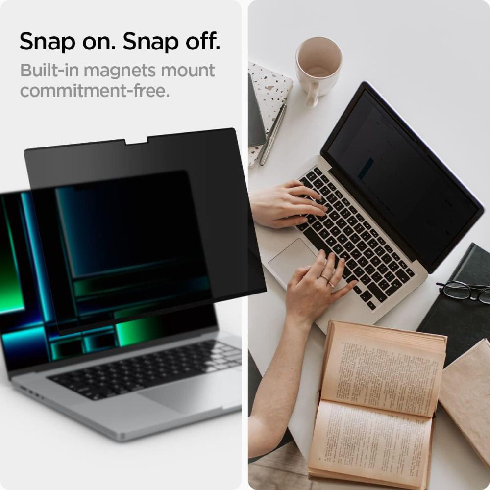Folie ochrany soukromí obrazovky Spigen Safe View Magnetic pro Apple MacBook Pro 14inch (2022) / (2024) / (2023) / (2021), Plast AFL06158