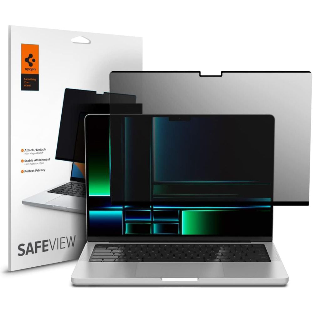Folie ochrany soukromí obrazovky Spigen Safe View Magnetic pro Apple MacBook Pro 14inch (2022) / (2024) / (2023) / (2021), Plast AFL06158