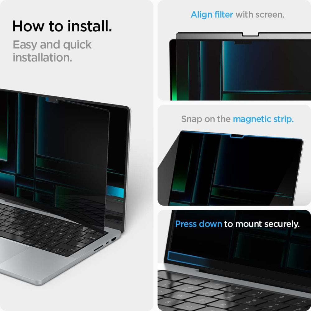 Folie ochrany soukromí obrazovky Spigen Safe View Magnetic pro Apple MacBook Pro 14inch (2022) / (2024) / (2023) / (2021), Plast AFL06158