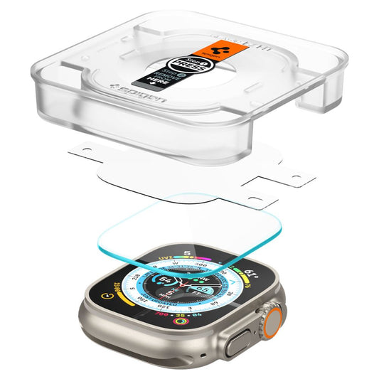 Spigen GlastR EZ FIT Protective Film for Apple Watch Ultra Series, Set of 2 pieces, Tempered Glass AGL05556