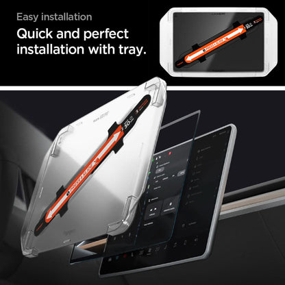 Ochranná fólie Spigen GlastR EZ FIT Anti-Glare FC pro navigaci Tesla Y (2026 / 2025) / 3 (2026 / 2025 / 2024), tvrzené sklo AGL07152