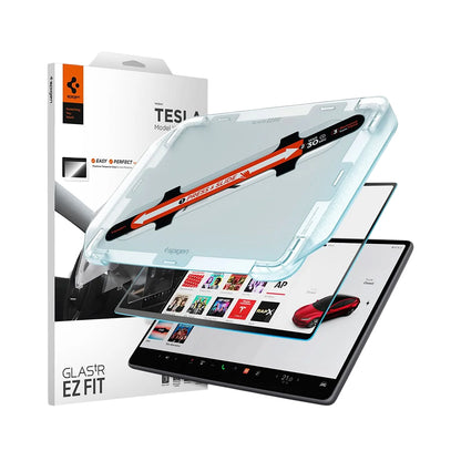 Ochranná fólie Spigen GlastR EZ FIT Anti-Glare FC pro navigaci Tesla Y (2026 / 2025) / 3 (2026 / 2025 / 2024), tvrzené sklo AGL07152