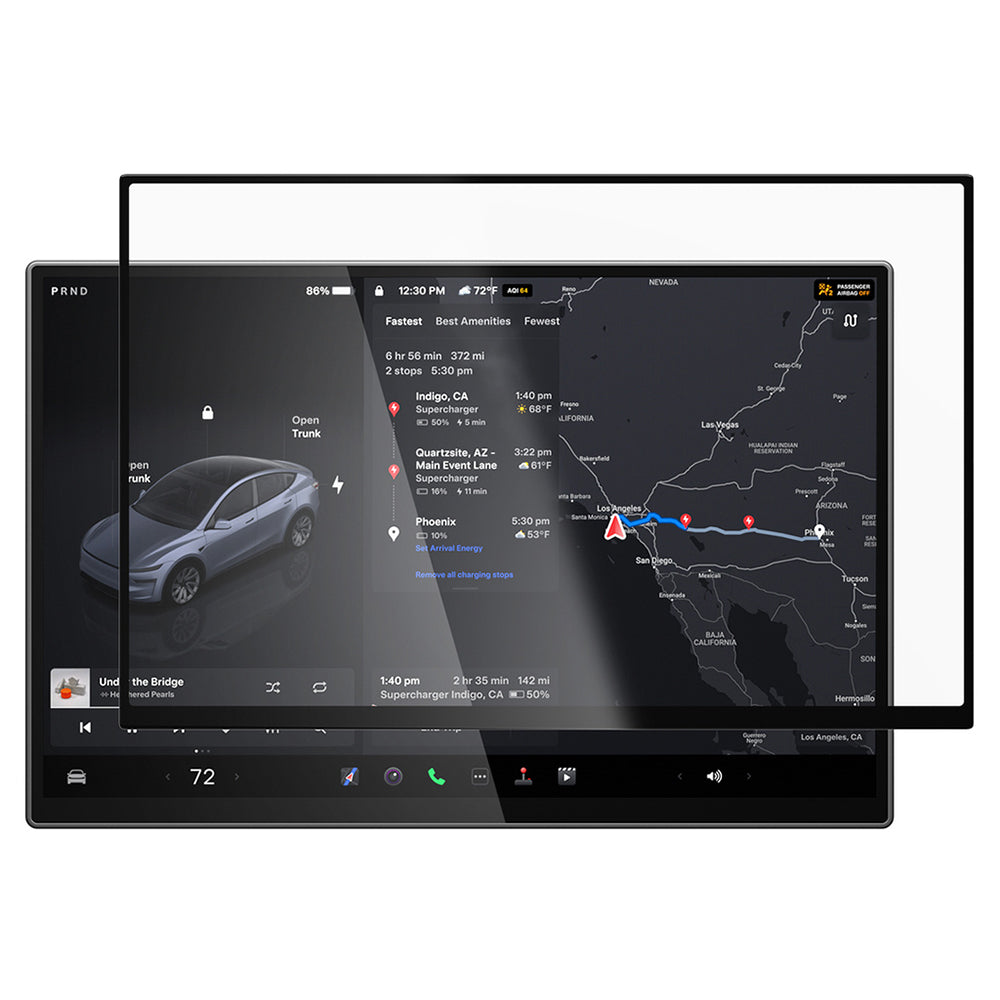 Ochranná fólie Spigen GlastR EZ FIT Anti-Glare pro navigaci Tesla Y 2026 Premium / Performance, tvrzené sklo AGL10819