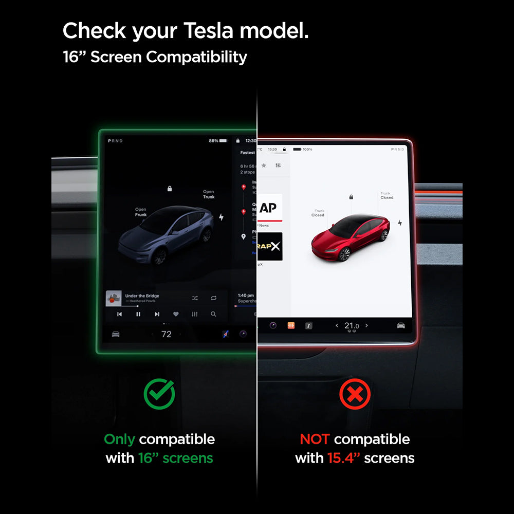 Ochranná fólie Spigen GlastR EZ FIT Anti-Glare pro navigaci Tesla Y 2026 Premium / Performance, tvrzené sklo AGL10819