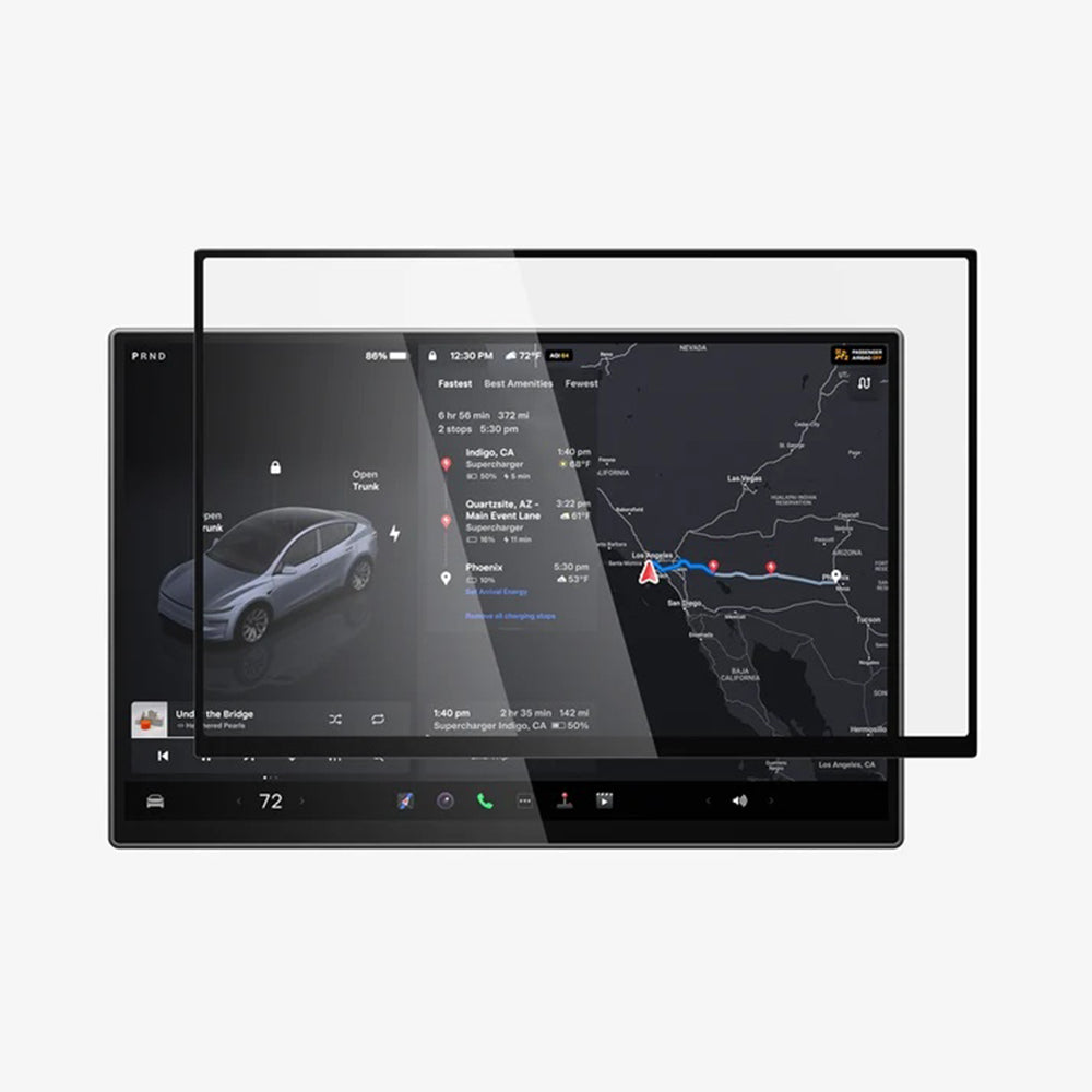 Ochranná fólie Spigen GlastR EZ FIT pro navigaci Tesla Y 2026 Premium / Performance, tvrzené sklo AGL10820