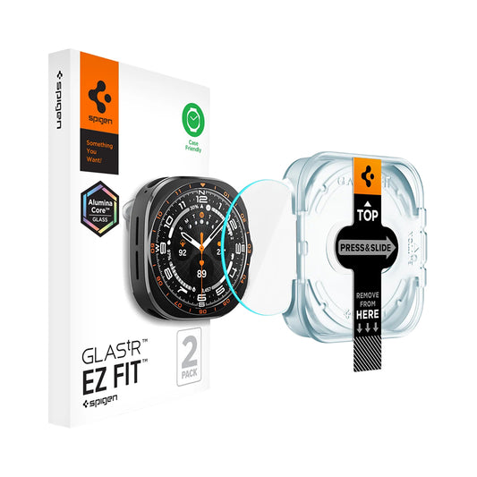 Ochranná fólie Spigen GlastR EZ FIT pro Samsung Galaxy Watch Ultra2, tvrzené sklo, sada 2 kusů AGL11758