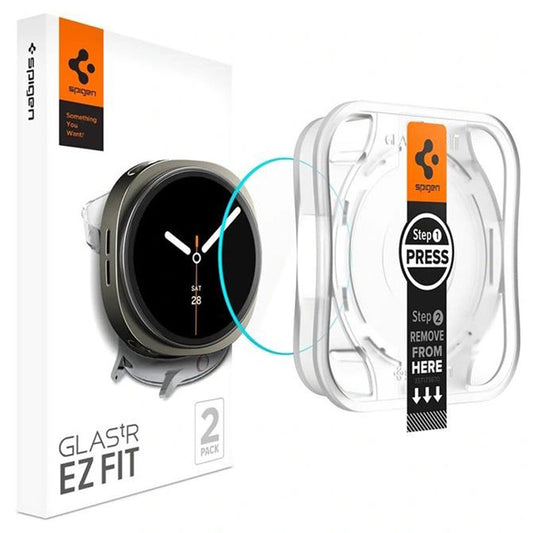 Ochranná fólie Spigen GlastR EZ FIT pro Samsung Galaxy Watch8 44mm, sada 2 kusy, tvrzené sklo AGL09874