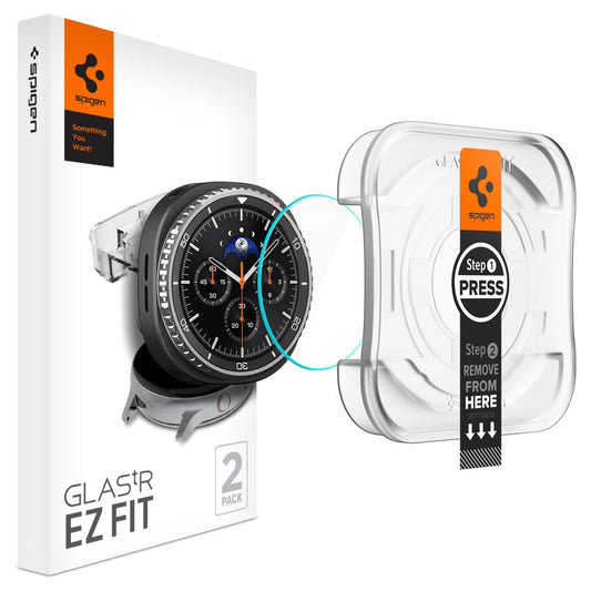Ochranná fólie Spigen GlastR EZ FIT pro Samsung Galaxy Watch8 Classic, sada 2 kusy, tvrzené sklo AGL09877