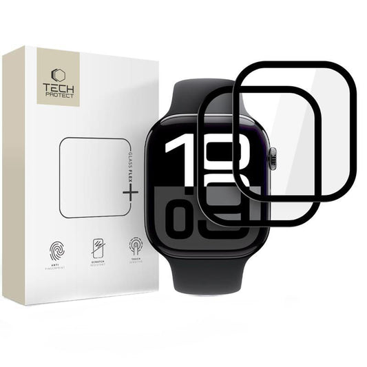 Ochranná fólie Tech-Protect Flex+ pro Apple Watch 46mm Series, Sada 2 kusy, Flexibilní sklo, Černá