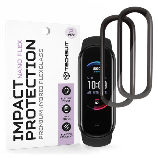 Fólie ochrany Techsuit Nano Flex pro Amazfit Band 5, Sada 2 kusy, Plast, Černá