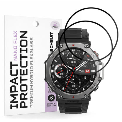 Ochranná fólie Techsuit Nano Flex pro Amazfit T-Rex 3, Sada 2 kusy, Plast, Černá