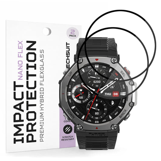 Ochranná fólie Techsuit Nano Flex pro Amazfit T-Rex 3, Sada 2 kusy, Plast, Černá