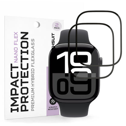 Folie ochranná Techsuit Nano Flex pro Apple Watch Series 10 / 11 46mm, Sada 2 kusy, Plast, Černá