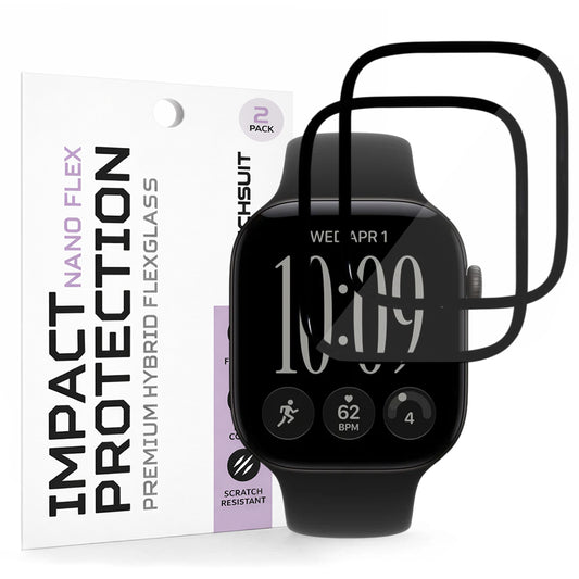 Ochranná fólie Techsuit Nano Flex pro Apple Watch Series 12 46mm, Sada 2 kusů, Plast, Černá