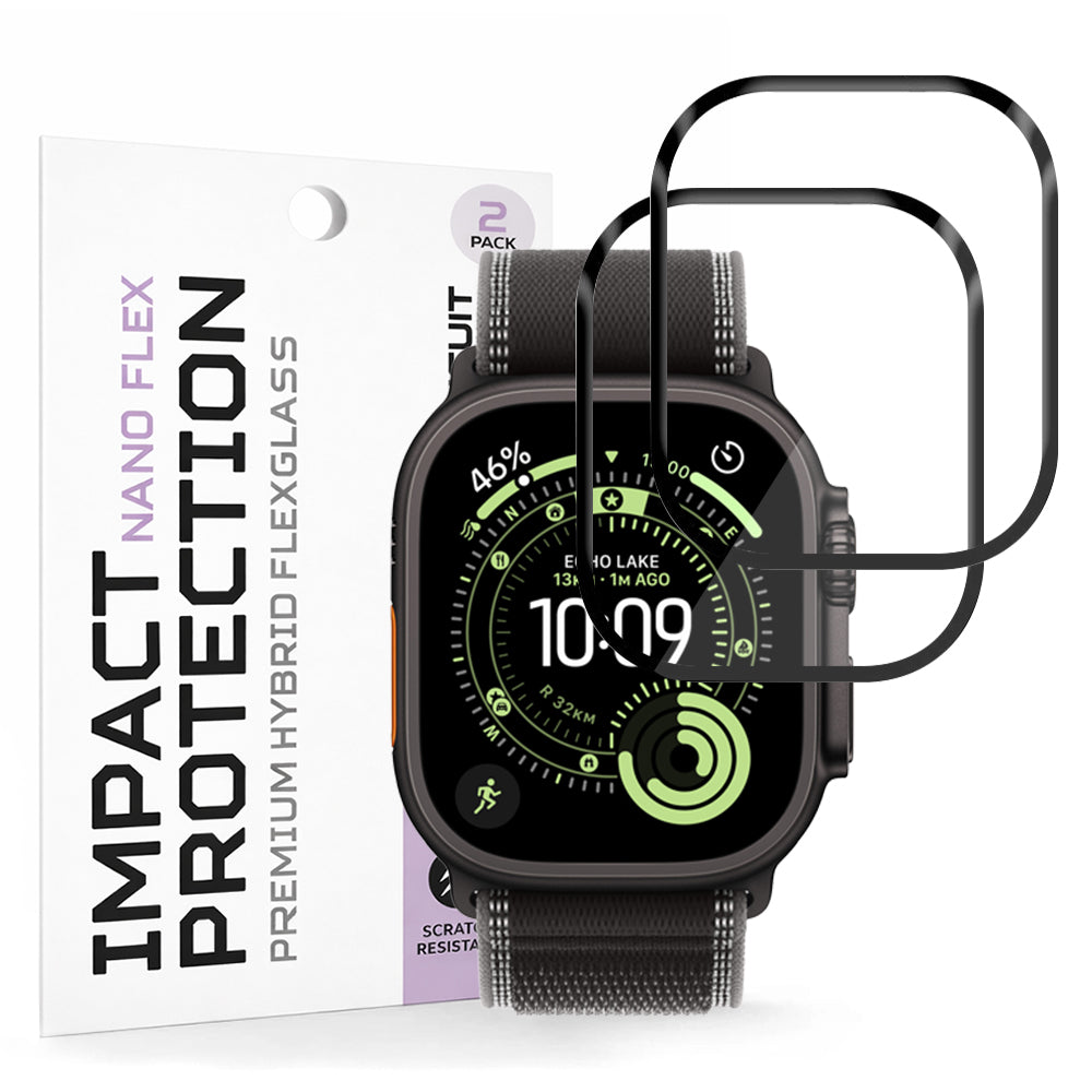 Folie ochranná Techsuit Nano Flex pro Apple Watch Ultra Series, Sada 2 kusy, Plast, Černá