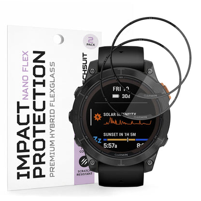 Ochranná fólie Techsuit Nano Flex pro Garmin Fenix 7 Pro Solar, sada 2 kusy, plast, černá