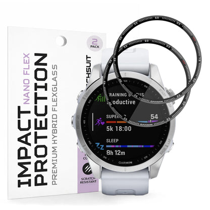 Ochranná fólie Techsuit Nano Flex pro Garmin Fenix 7S, sada 2 kusy, plast, černá