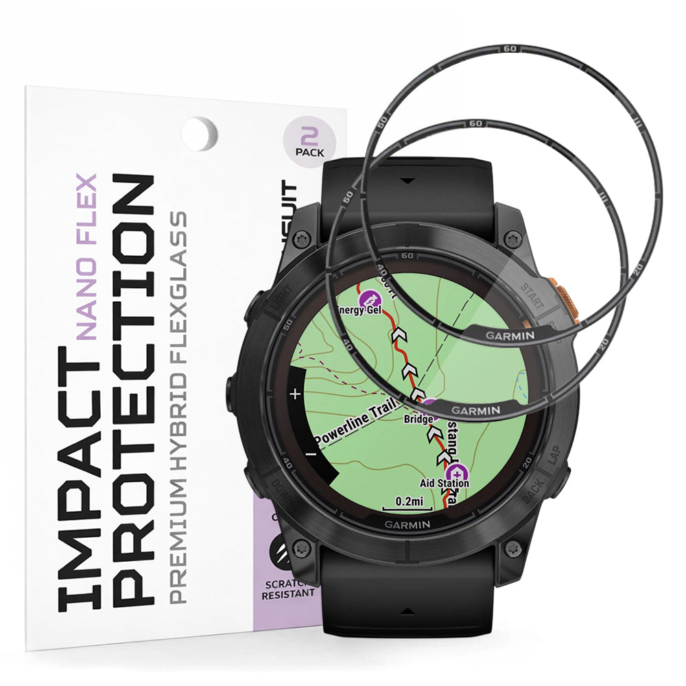 Ochranná fólie Techsuit Nano Flex pro Garmin Fenix 7X Pro Solar, Sada 2 kusy, Plast, Černá