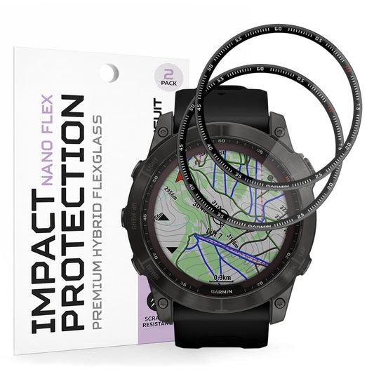 Ochranná fólie Techsuit Nano Flex pro Garmin Fenix 7X, Sada 2 kusy, Plast, Černá