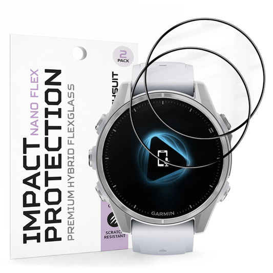 Ochranná fólie Techsuit Nano Flex pro Garmin Fenix 8 43mm, sada 2 kusy, plast, černá