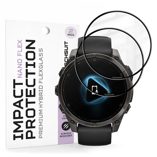 Ochranná fólie Techsuit Nano Flex pro Garmin Fenix 8 Pro 47mm / 8 47mm, Sada 2 kusy, Plast, Černá
