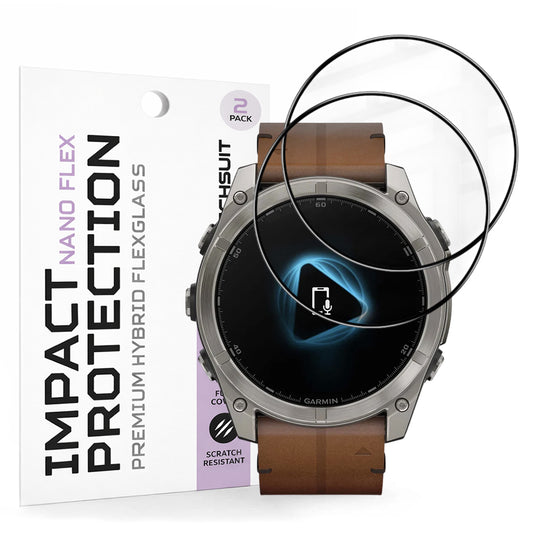 Ochranná fólie Techsuit Nano Flex pro Garmin Fenix 8 Pro 51mm / 8 51mm, Sada 2 kusy, Plast, Černá