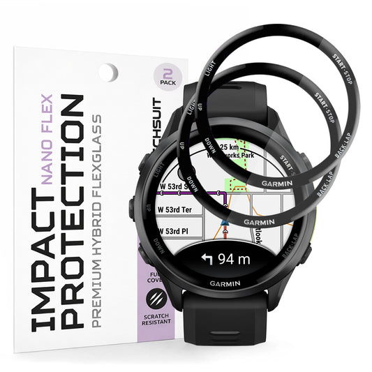 Ochranná fólie Techsuit Nano Flex pro Garmin Forerunner 570 47mm / 970, sada 2 kusy, plast, černá