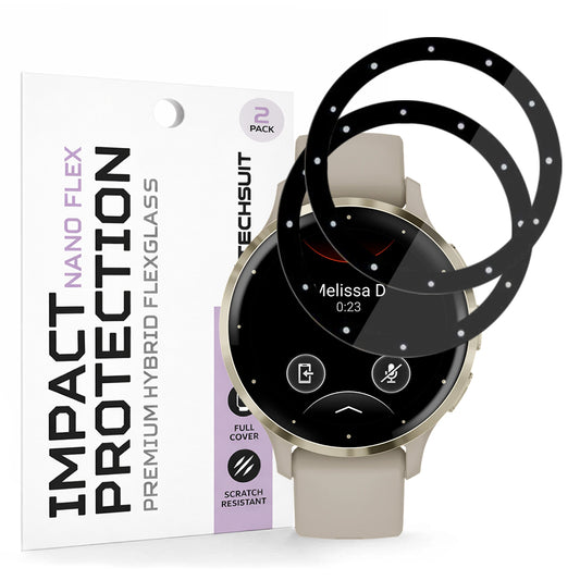 Ochranná fólie Techsuit Nano Flex pro Garmin Venu 3S, sada 2 kusy, plast, černá