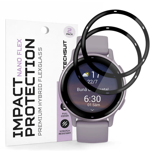 Fólie ochranná Techsuit Nano Flex pro Garmin Vivoactive 5, Sada 2 kusy, Plast, Černá