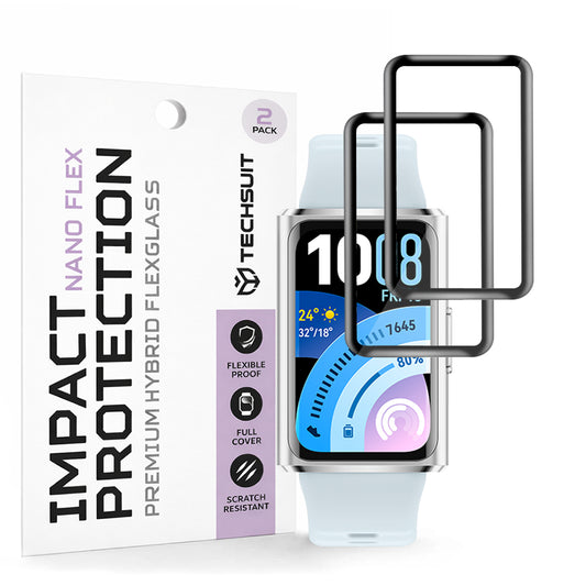 Techsuit Nano Flex Protection Film for Huawei Band 11 Pro, Set of 2 Pieces, Plastic, Black