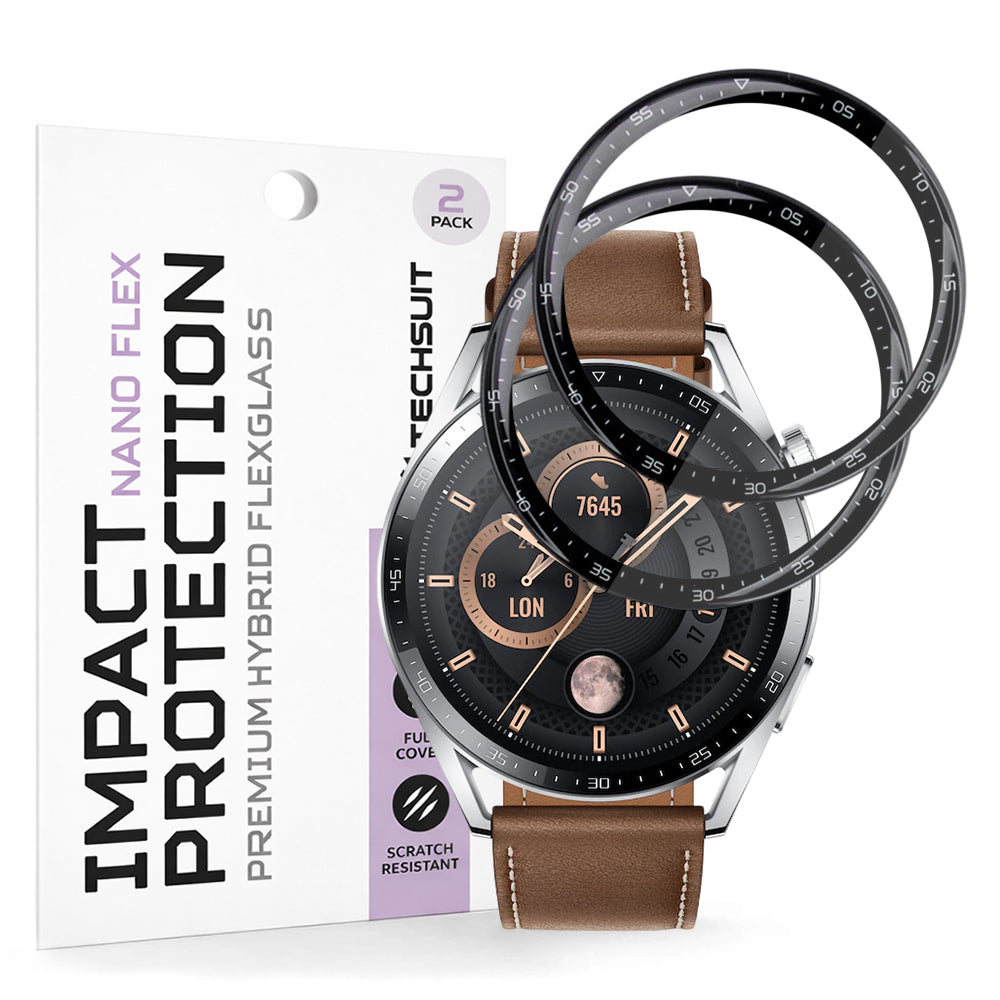 Ochranná fólie Techsuit Nano Flex pro Huawei Watch GT 3 46mm, sada 2 kusy, plast, černá