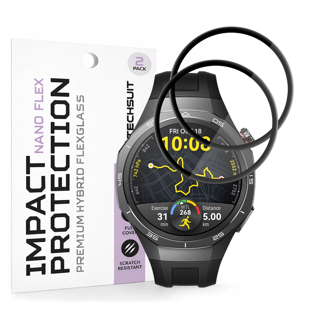 Ochranná fólie Techsuit Nano Flex pro Huawei Watch GT 5 Pro 46mm, sada 2 kusy, plast, černá