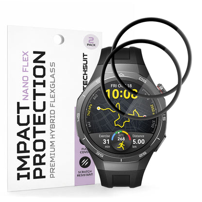 Ochranná fólie Techsuit Nano Flex pro Huawei Watch GT 5 Pro 46mm, sada 2 kusy, plast, černá