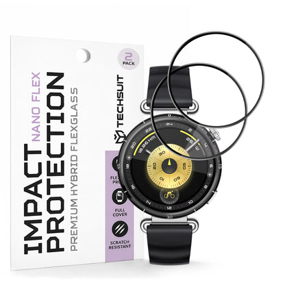 Folie ochranná Techsuit Nano Flex pro Huawei Watch GT 6 41mm, Sada 2 kusy, Plast, Černá