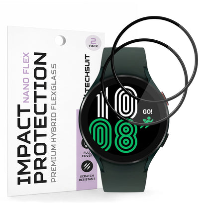Folie ochranná Techsuit Nano Flex pro Samsung Galaxy Watch4 44mm, Sada 2 kusy, Plast, Černá