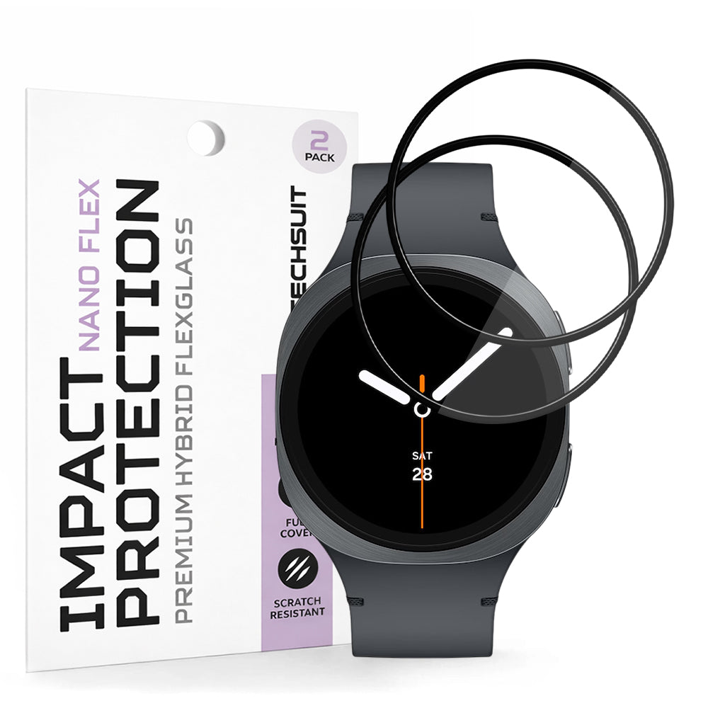 Folie ochranná Techsuit Nano Flex pro Samsung Galaxy Watch8 40mm, Sada 2 kusy, Plast, Černá