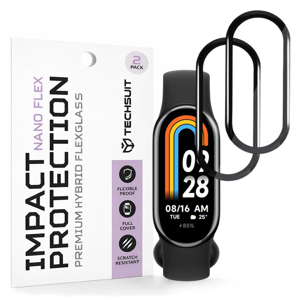 Folie ochranná Techsuit Nano Flex pro Xiaomi Smart Band 8, Sada 2 kusy, Plast, Černá