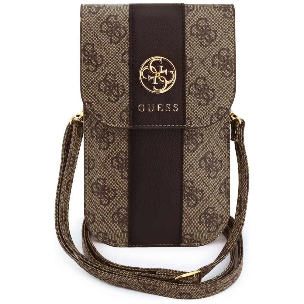 Univerzální taška na telefon, Guess, 4G Classic Logo Stripe, hnědá