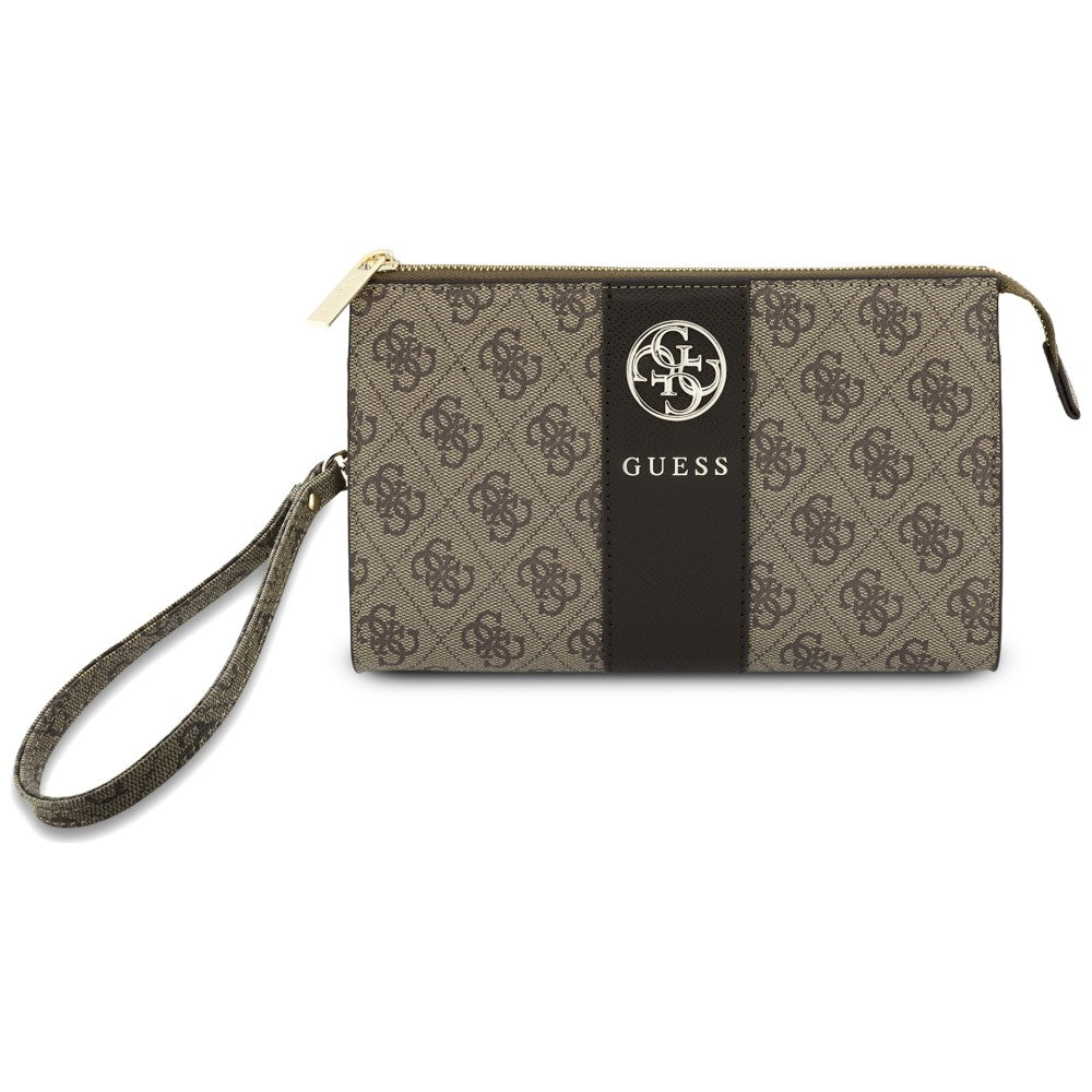 Univerzální pouzdro na telefon, Guess, 4G Round Classic Logo Stripe, hnědé