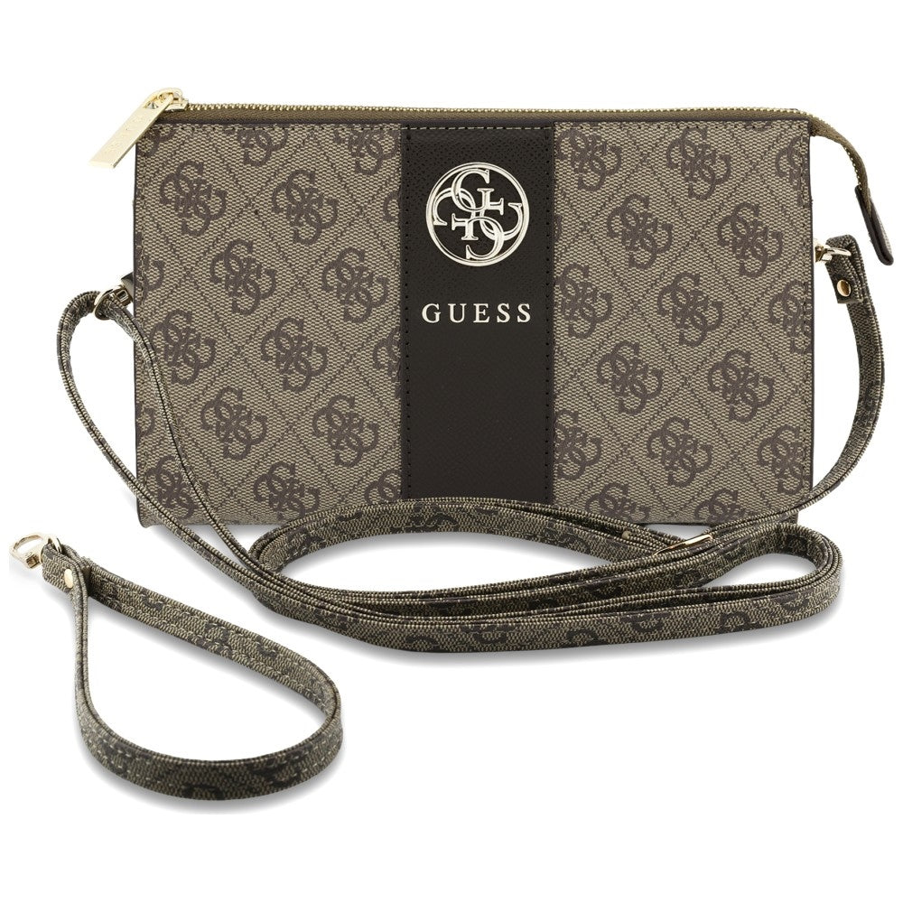 Univerzální pouzdro na telefon, Guess, 4G Round Classic Logo Stripe, hnědé
