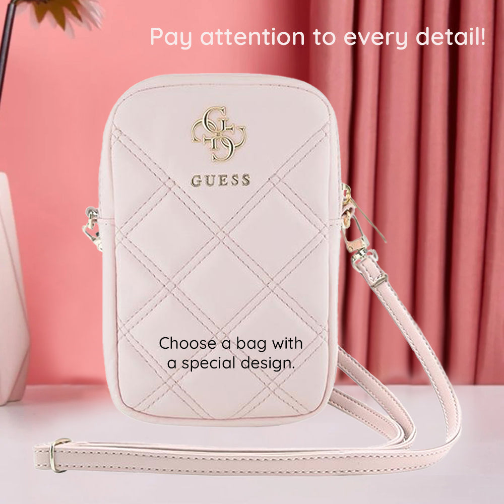Universal Phone Bag, Guess, Quilted 4G, Pink