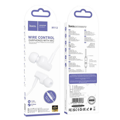 Handsfree 3.5mm HOCO M112, Bílá