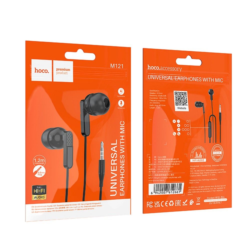 Handsfree 3.5mm HOCO M121, Černá
