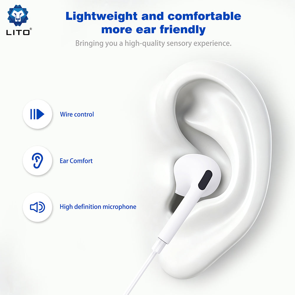 Handsfree 3.5mm / USB-C Lito LF03, Bílá